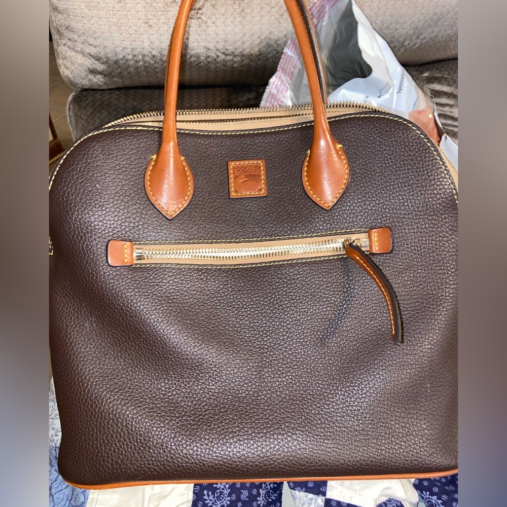 Dooney & Bourke Pebble Grain Large Domed Satchel brown tmoro